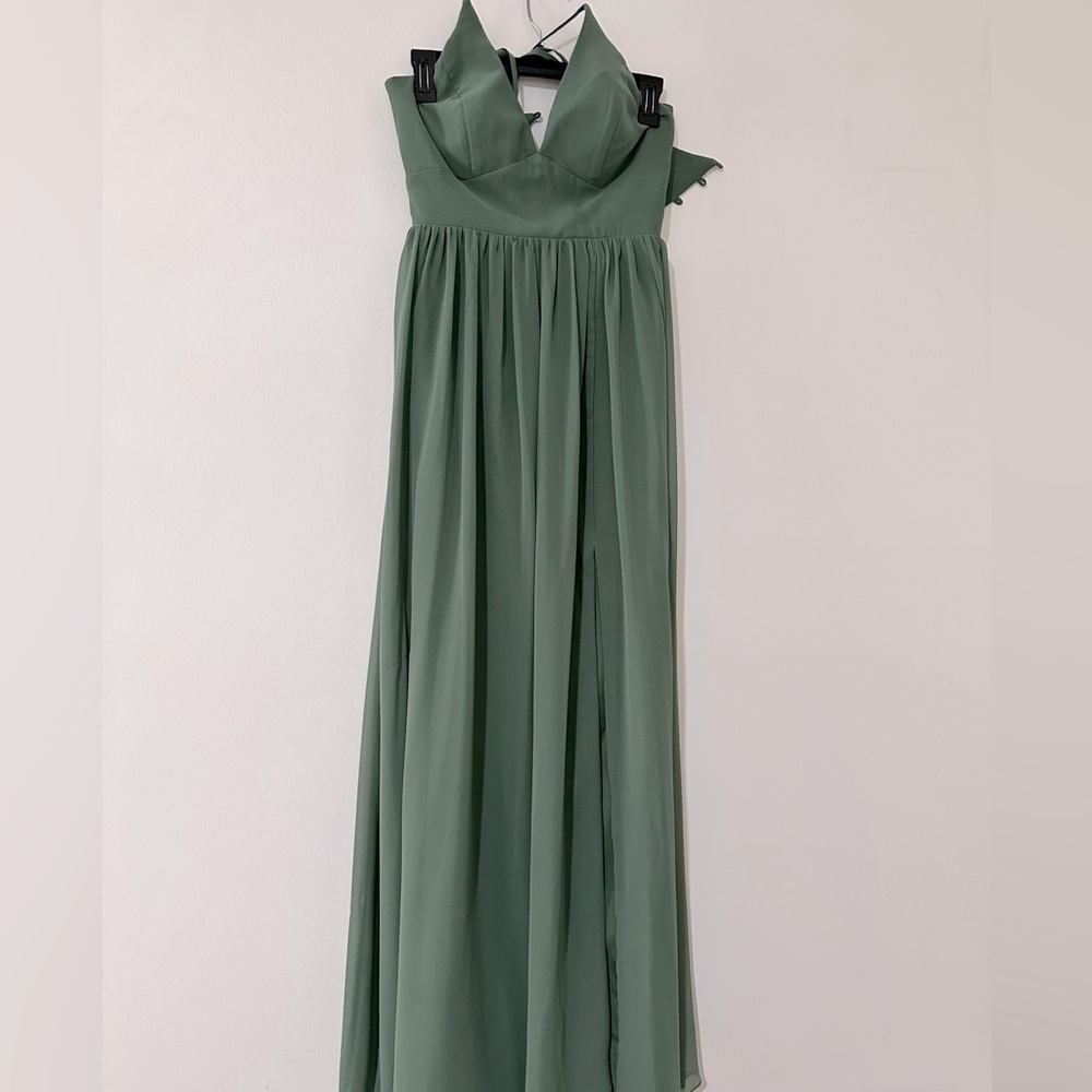 AZAZI. Size 4. Halter. Corset lace up. Sage green
